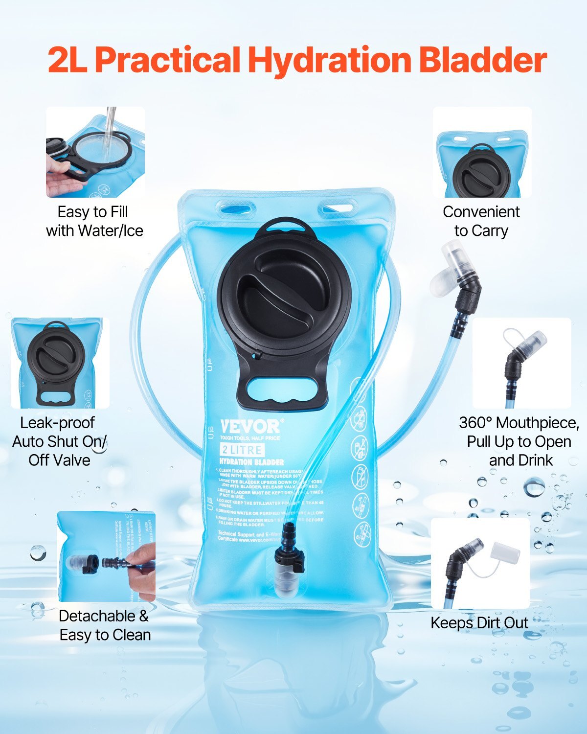 Hydration Backpack with 2L TPU Water Bladder