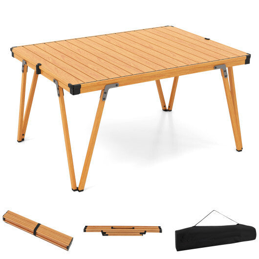 Folding Camping Table Picnic Table with Storage Bag and Waterproof Desktop