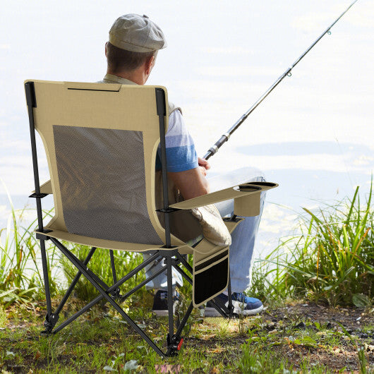 Reclining Camping Chair with Removable Footrest and Adjustable Backrest-Green - Color: Green