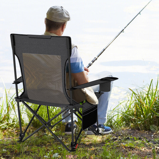 Reclining Camping Chair with Removable Footrest and Adjustable Backrest-Gray - Color: Gray