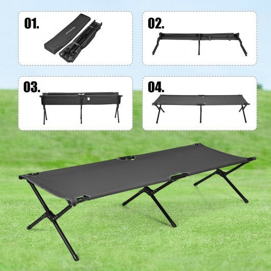Adults Kids Folding Camping Cot-Gray - Color: Gray