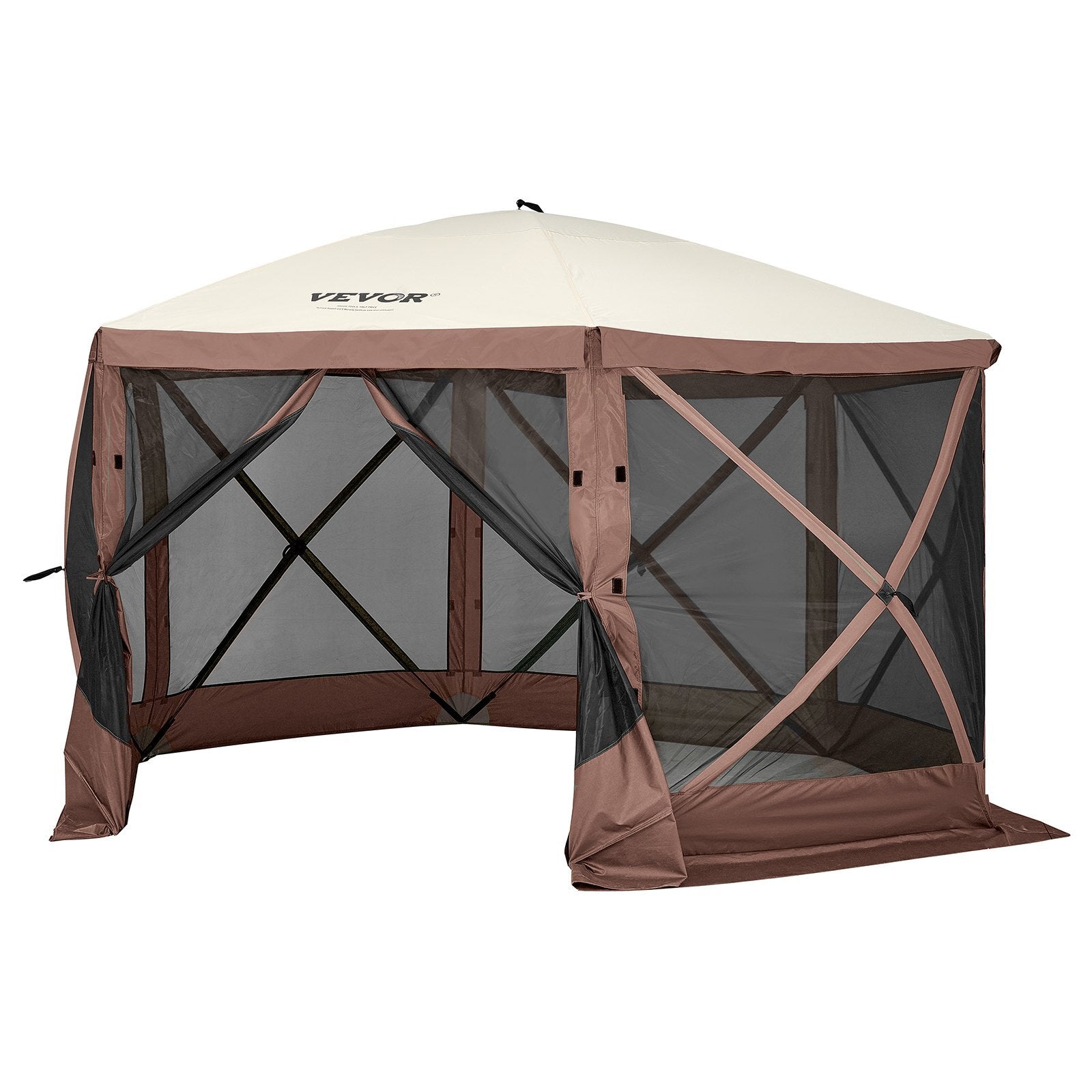 Pop Up Gazebo Tent, Pop-Up Screen Tent 6 Sided Canopy Sun Shelter with 6 Removable Privacy Wind Cloths & Mesh Windows, 11.5x11.5FT Quick Set Screen Tent with Mosquito Nettin